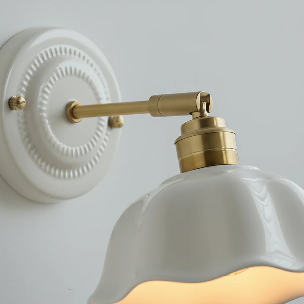 Wall Lamp Ceramic White Copper Rotatable E27 Bedroom Living Room Hall Retro Vintage Rustic Modern | Sansoti
