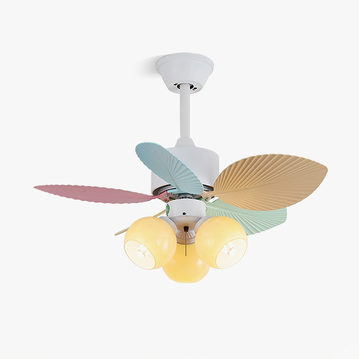 Deckenventilator mit farbigem Glaslicht – Ø76 cm dimmbar – 6 Geschwindigkeiten inkl. Fernbedienung – leiser Motor – modernes Design für Wohnzimmer und Schlafzimmer | Sansoti