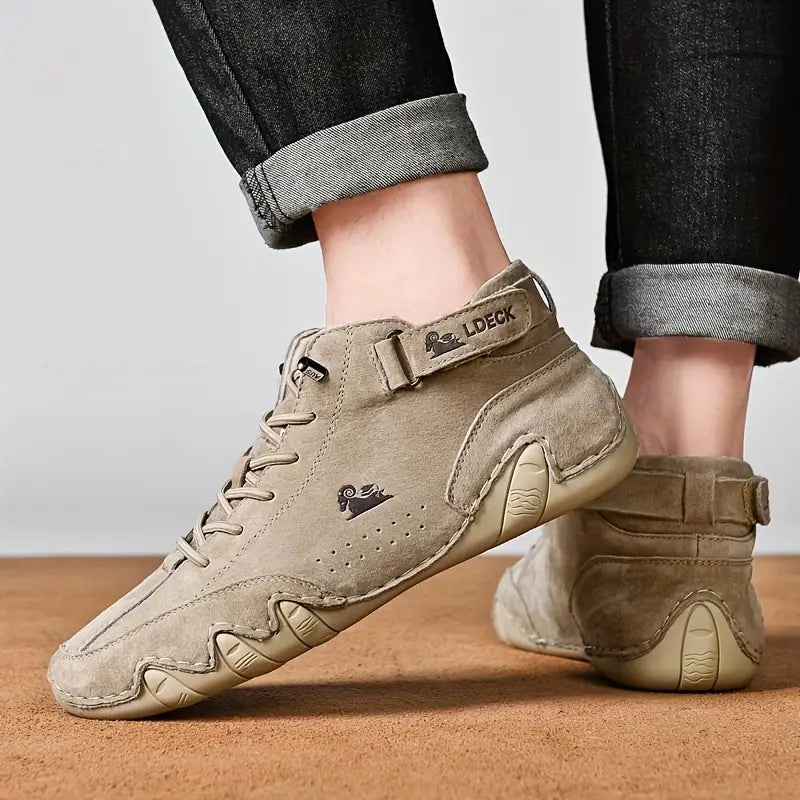 Waterproof Men's Boot Shoes with High Shaft and Elastic Closure Faux Leather Rugged Streetwear | Sansoti