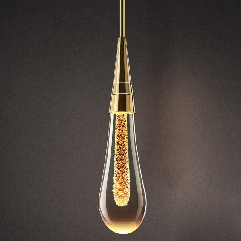 Glass Pendant Lamp with Golden Metal Fixture and Integrated LED Lighting – Scandinavian Design for Dining Room, Living Room, and Kitchen | Sansoti