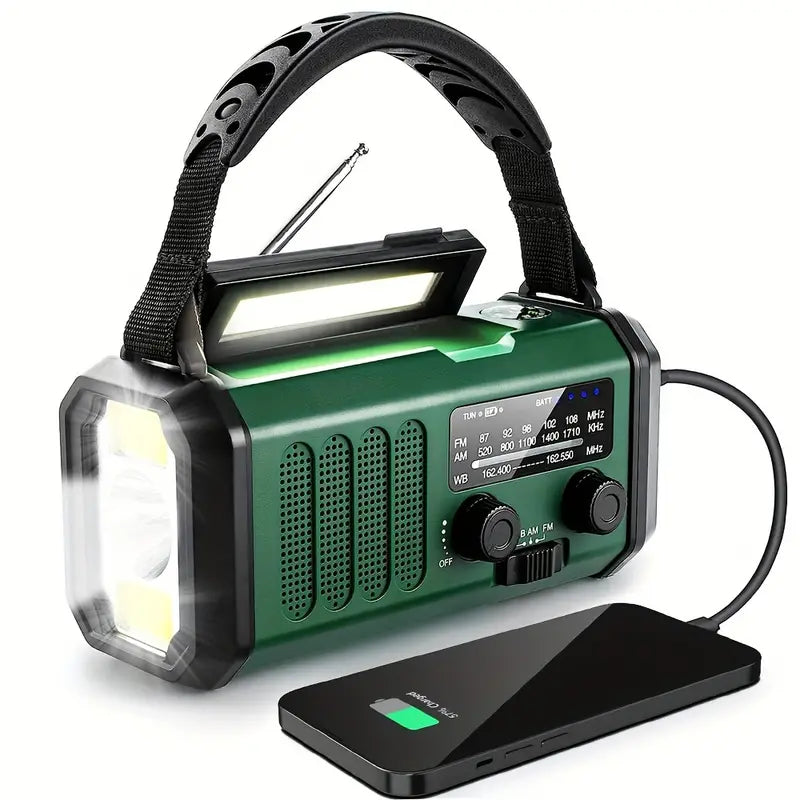 Multifunctional Dynamo Emergency Radio 10000mAh Solar Panel Hand Crank Weather Alert Flashlight Power Bank Camping | Sansoti