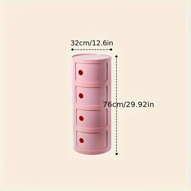 Round Multi-Tier Storage Cabinet White Bedside Table Plastic Stackable Modular Small Cabinet Bedroom Side Table | Sansoti