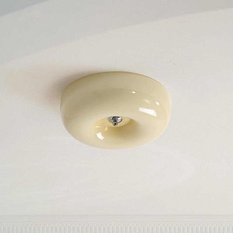 Plafonnier en verre crème à intensité variable, éclairage LED, design scandinave moderne, chambre et salon | Sansoti