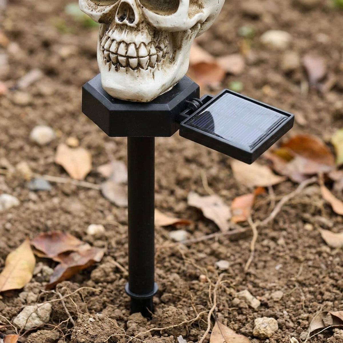 Solar Skull Garden Light with Raven Decoration Pathway Lighting Halloween LED Outdoor Lamp Solar-Powered Waterproof | Sansoti