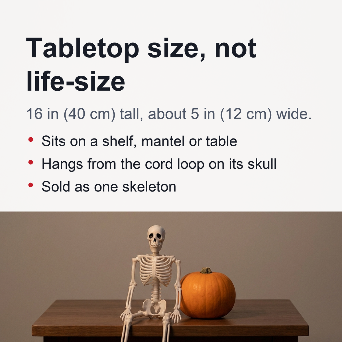 Movable Halloween Decoration Skeleton 40cm White Plastic Jointed Figure Creepy Horror Hanging Standing Party Decoration | Sansoti