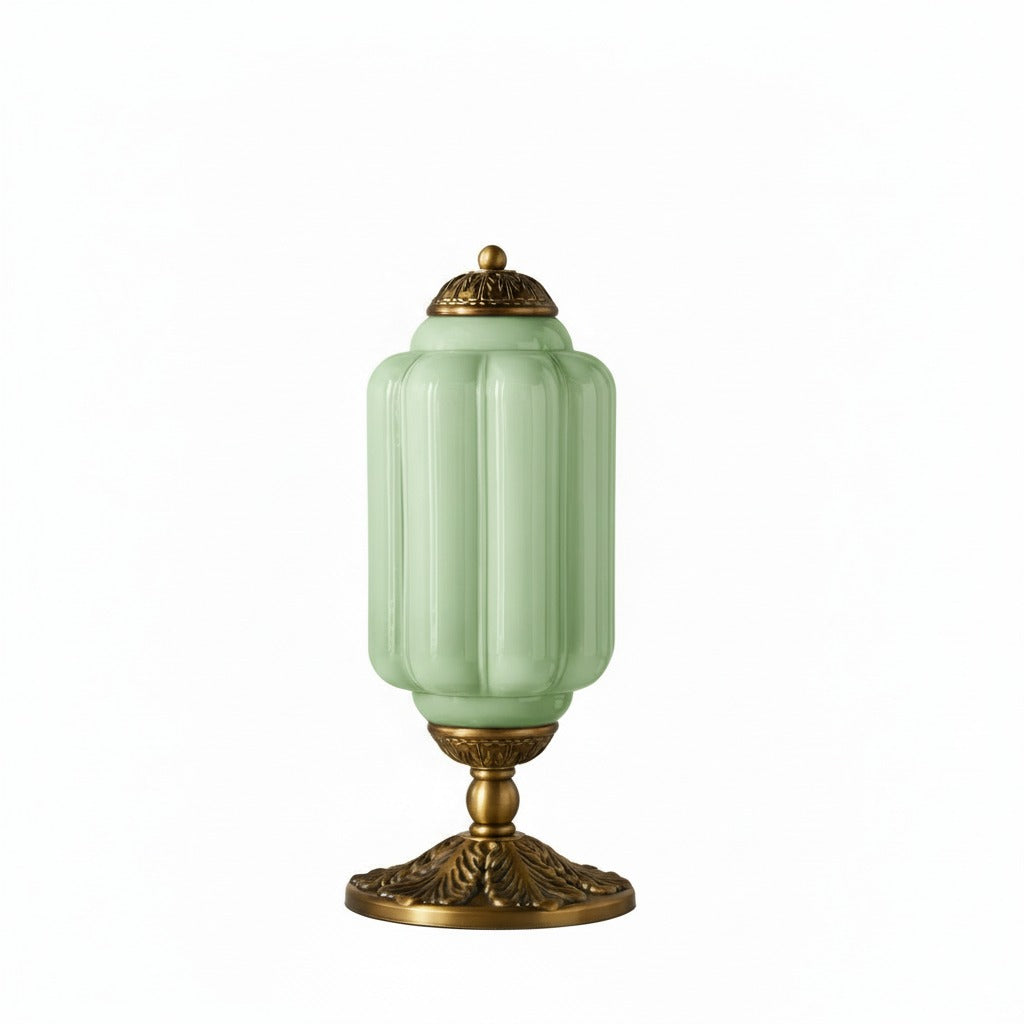 Lampe de table en verre avec design festonné style vintage chambre salon éclairage d’accent noir laiton verre mat | Sansoti