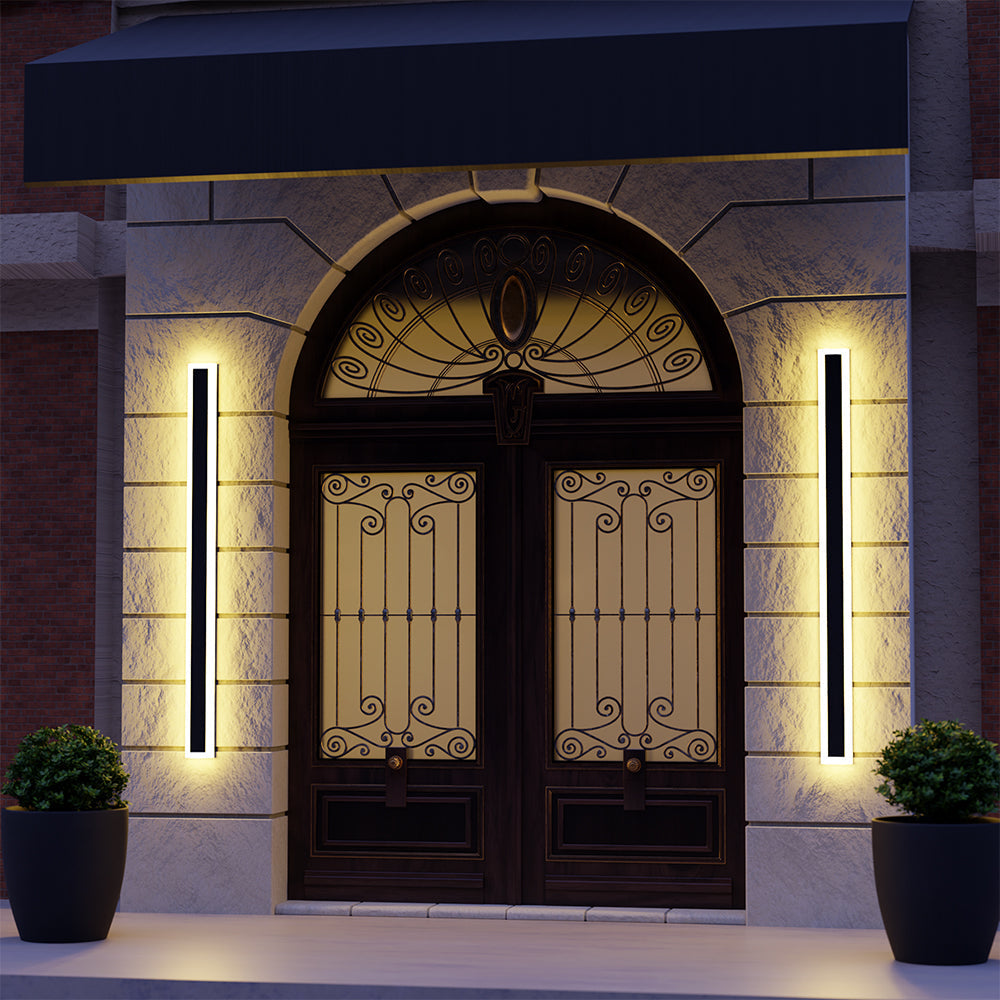 Lineare Außenwandleuchte Mattschwarz Acryl IP65 Wasserdichte LED-Beleuchtung für Garten, Terrasse und Fassade im Außenbereich | Sansoti