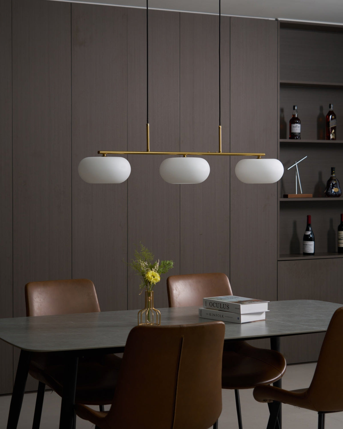 Design Pendant Lamp with 3 Globe Shades - Stylish Dining Room Lighting for Table and Kitchen Island - Adjustable 150 cm - Nickel or Gold - E26/E27 | Sansoti