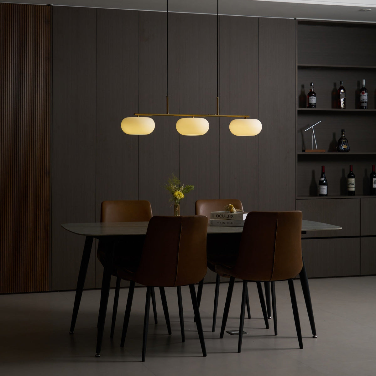 Design Pendant Lamp with 3 Globe Shades - Stylish Dining Room Lighting for Table and Kitchen Island - Adjustable 150 cm - Nickel or Gold - E26/E27 | Sansoti
