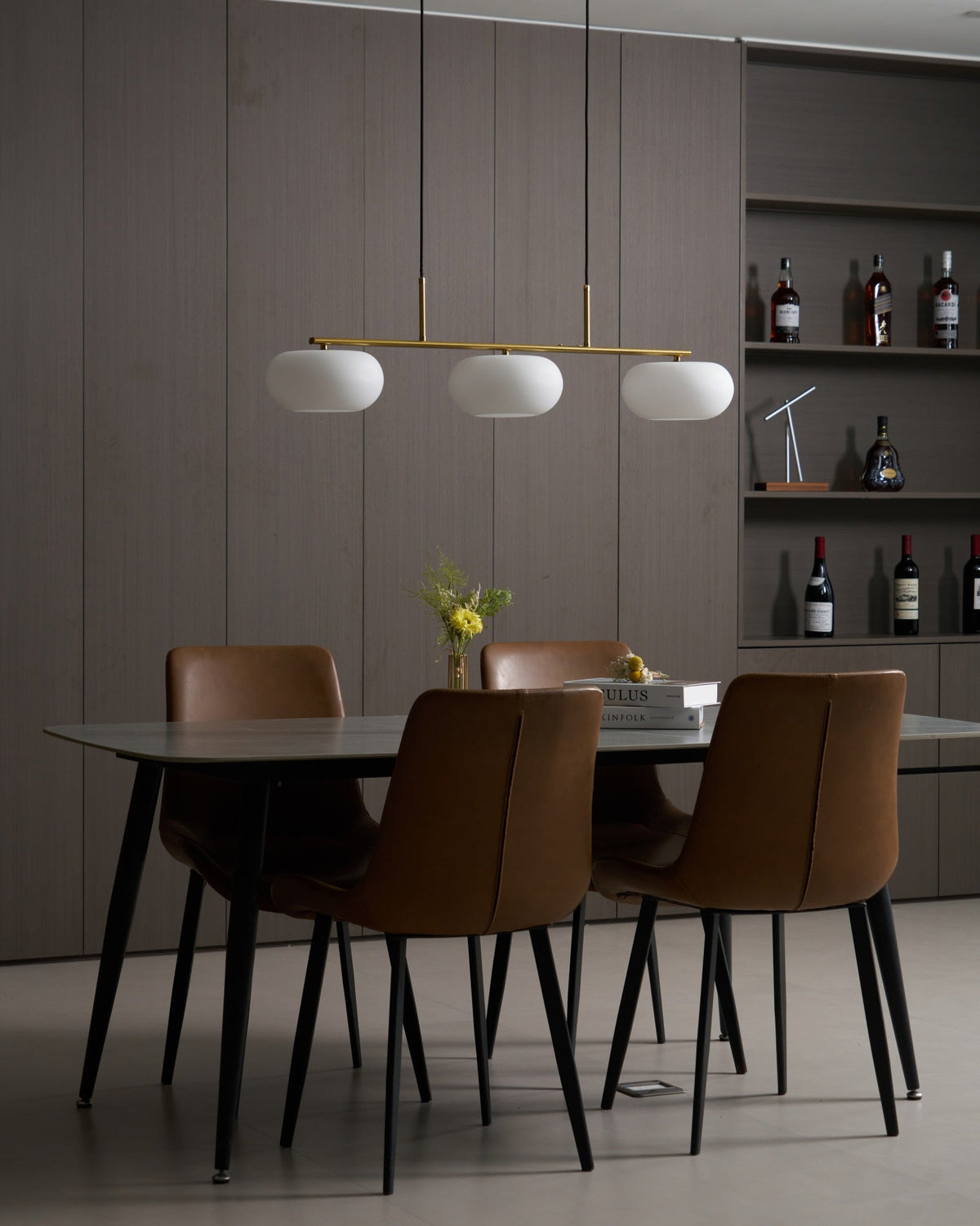 Design Pendant Lamp with 3 Globe Shades - Stylish Dining Room Lighting for Table and Kitchen Island - Adjustable 150 cm - Nickel or Gold - E26/E27 | Sansoti
