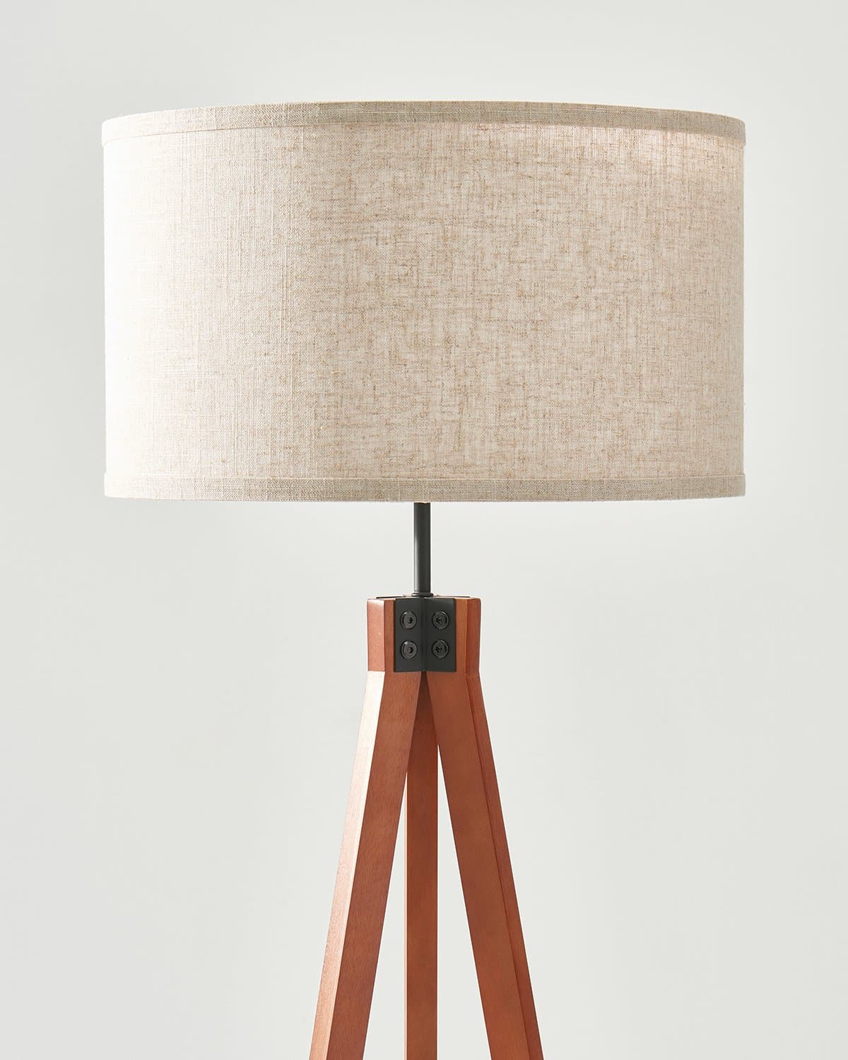 Floor Lamp Tripod Wooden Three-Legged 152cm With Fabric Shade LED | Sansoti