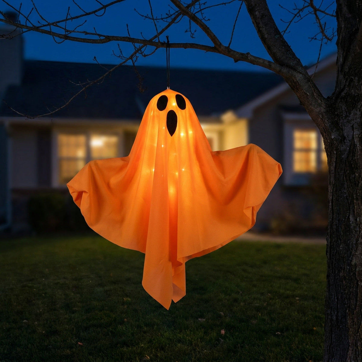 Illuminated Battery-Powered Ghost Figure with LED Lighting for Halloween and Indoor and Outdoor Facade Decoration | Sansoti