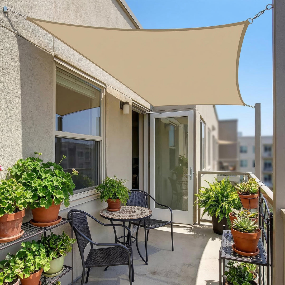 Waterproof Rectangular Shade Cloth for Terrace, Balcony, and Garden – Polyester UV Protection | Sansoti