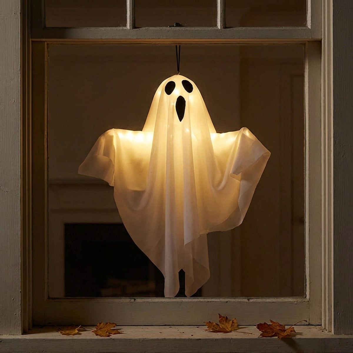 Illuminated Battery-Powered Ghost Figure with LED Lighting for Halloween and Indoor and Outdoor Facade Decoration | Sansoti