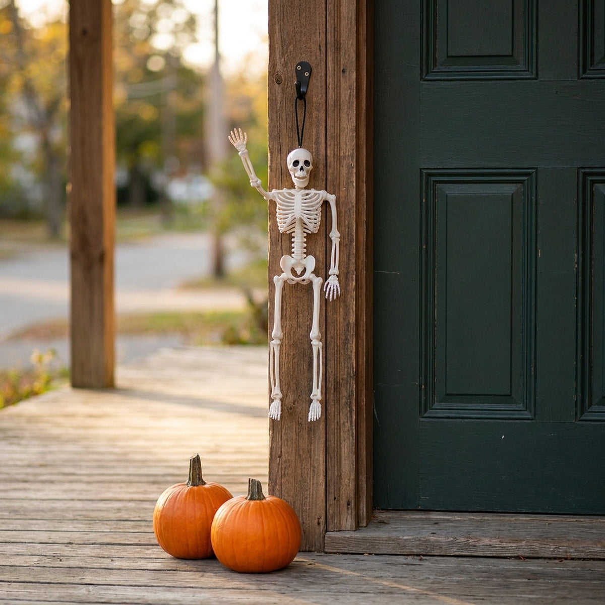 Movable Halloween Decoration Skeleton 40cm White Plastic Jointed Figure Creepy Horror Hanging Standing Party Decoration | Sansoti