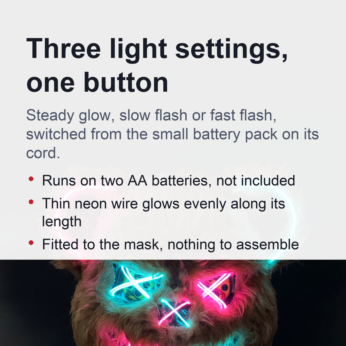 Glowing LED Neon Bear Rabbit Mask Horror Halloween Scary Party Costume Haunted House Party Decoration | Sansoti