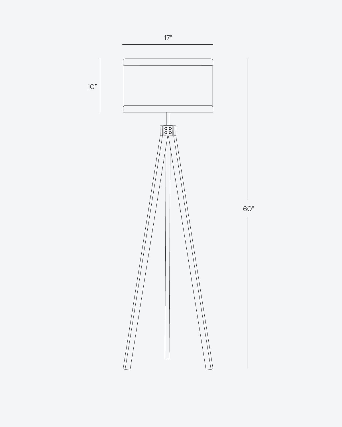 Floor Lamp Tripod Wooden Three-Legged 152cm With Fabric Shade LED | Sansoti