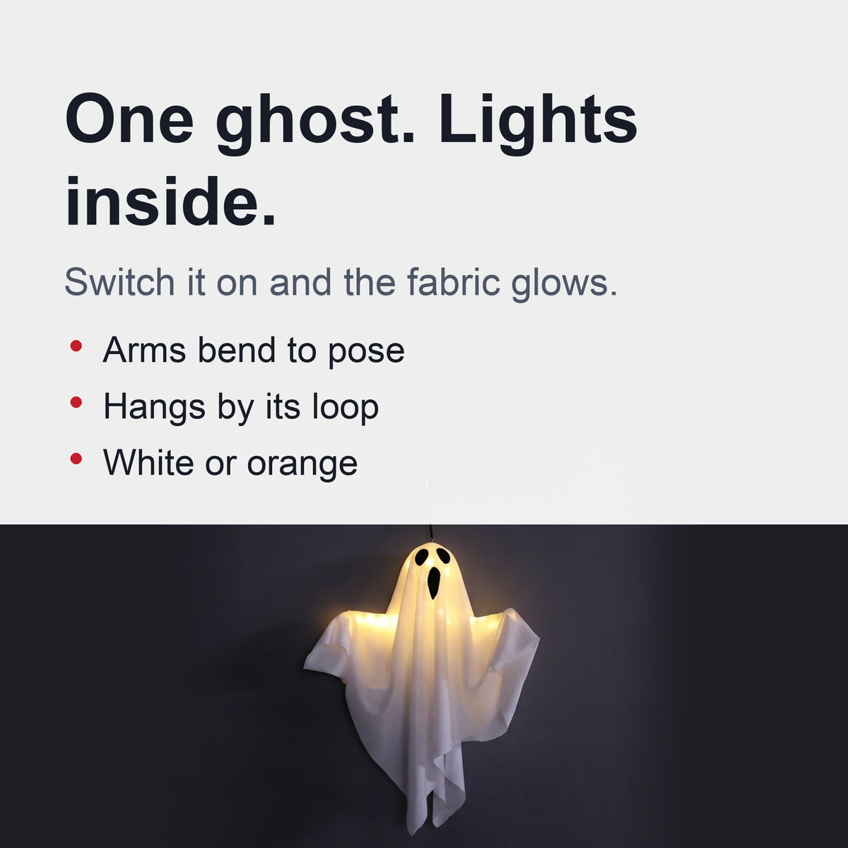 Illuminated Battery-Powered Ghost Figure with LED Lighting for Halloween and Indoor and Outdoor Facade Decoration | Sansoti