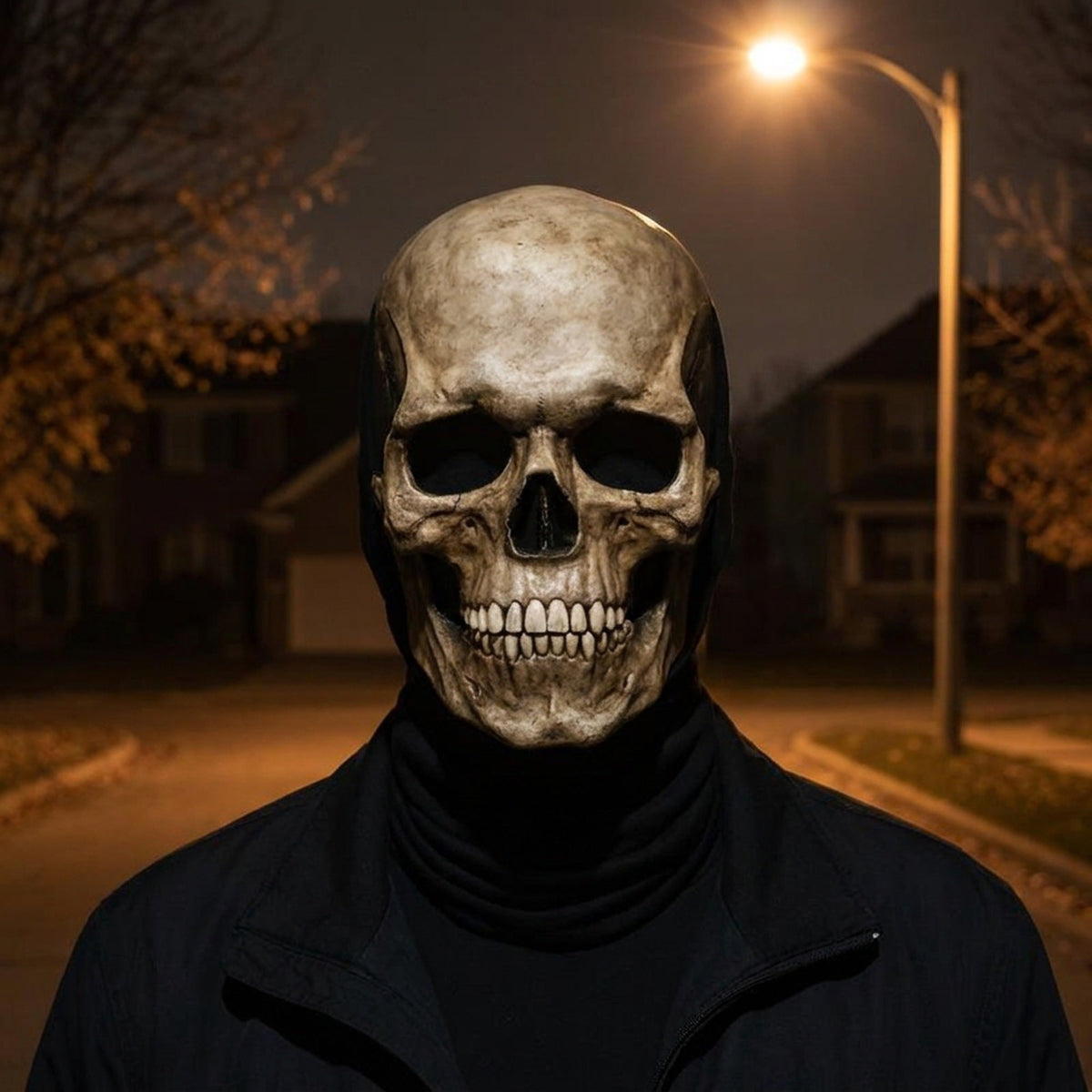 Moving Skull Mask with Movable Jaw - Halloween Full-Head Skeleton Horror Costume Decoration | Sansoti