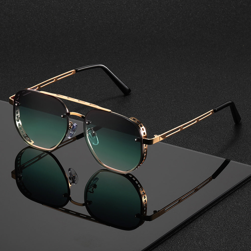 Minimalistische Metall-Sonnenbrille mit UV-Schutz Runde Gläser Unisex | Sansoti
