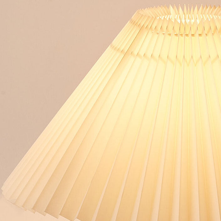 Table Lamp Wood Pleated Fabric Shade E26 35x48cm Dimmable Japanese Bedroom Living Room | Sansoti