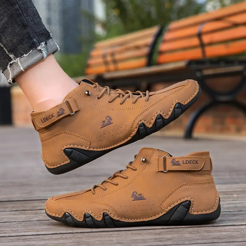 Waterproof Men's Boot Shoes with High Shaft and Elastic Closure Faux Leather Rugged Streetwear | Sansoti