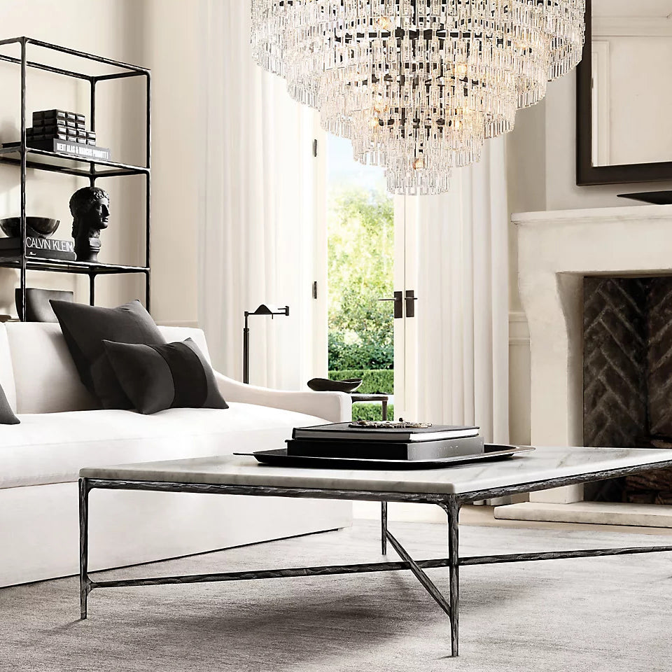 Multi-Layer Crystal Chandelier Brass Glass Round Ceiling Lighting Luxury Dining Room Living Room Design | Sansoti