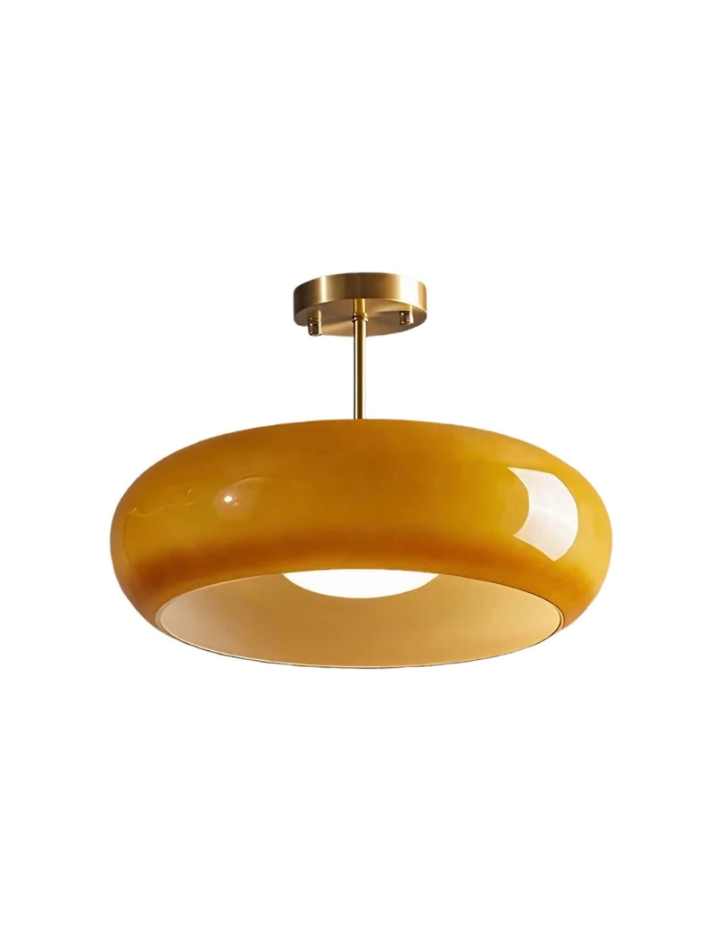 Ceiling Lamp Glass Disc Bauhaus Design Brass or Chrome Orange Yellow or White Glass Retro Stylish Lighting | Sansoti
