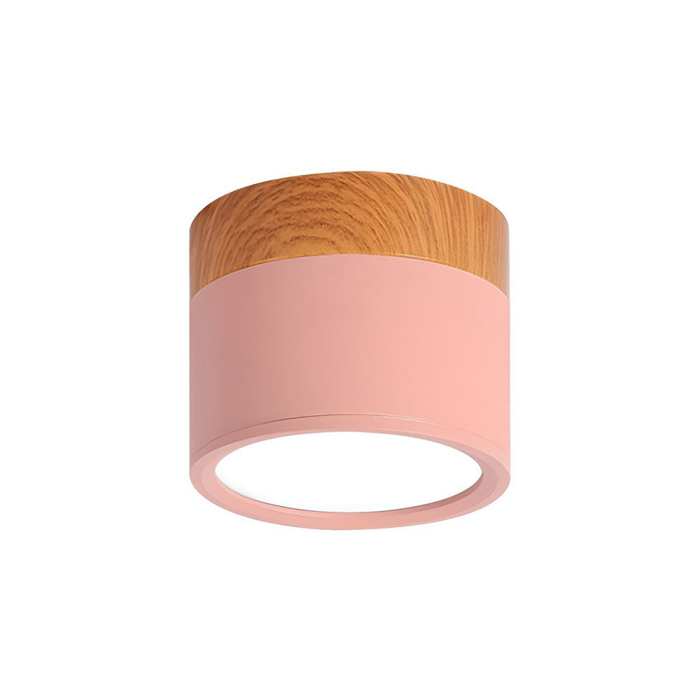 Plafonnier rond moderne en aluminium avec accents en bois et LED, éclairage scandinave pour entrée, salle à manger et salon | Sansoti