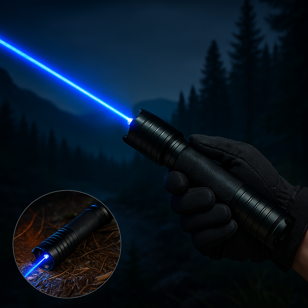 Tactische Laserzoeker 450nm Hoge Intensiteit Verstelbare Focus Aluminium Behuizing 5000m+ Bereik Outdoor Survival Zaklamp Vuurstarter Blauw Laser Compacte Krachtige Lichtstraal | Sansoti