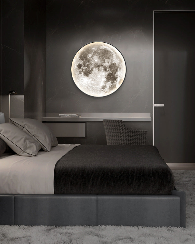 Applique murale lune peinture murale LED dimmable télécommande salon chambre | Sansoti