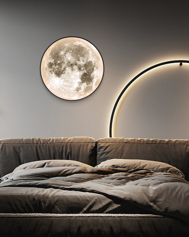 Applique murale lune peinture murale LED dimmable télécommande salon chambre | Sansoti