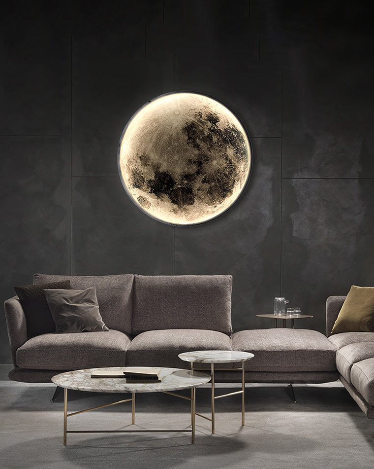 Applique murale lune peinture murale LED dimmable télécommande salon chambre | Sansoti