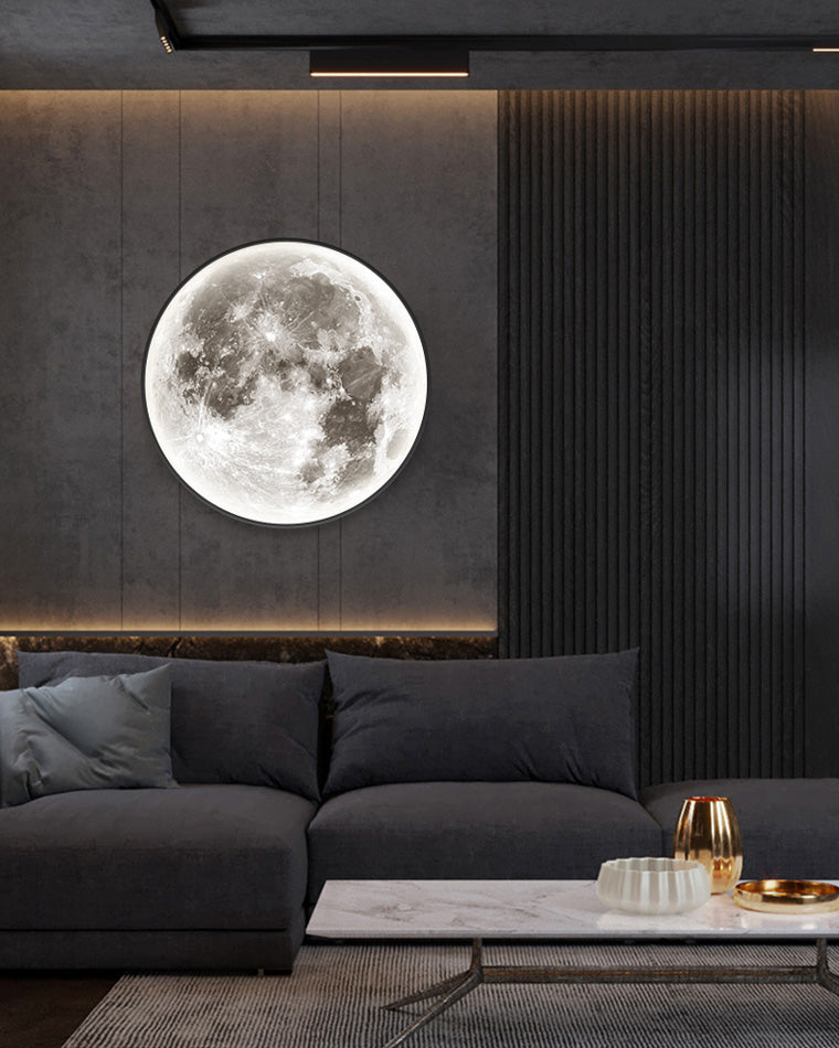 Applique murale lune peinture murale LED dimmable télécommande salon chambre | Sansoti