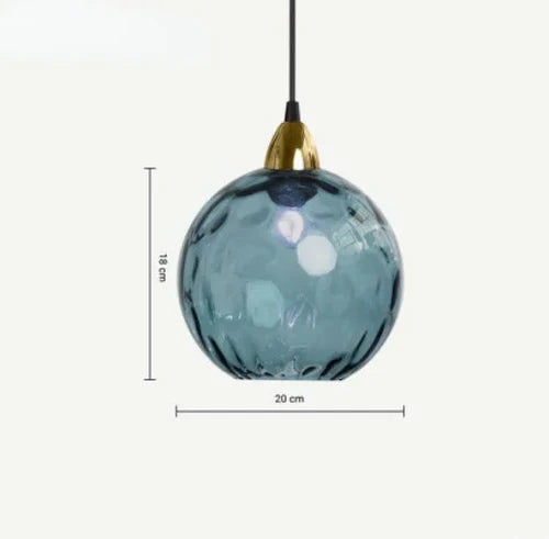 Glass Globe Pendant Lamp with Colored Glass Shade for Dining Room Living Room | Sansoti