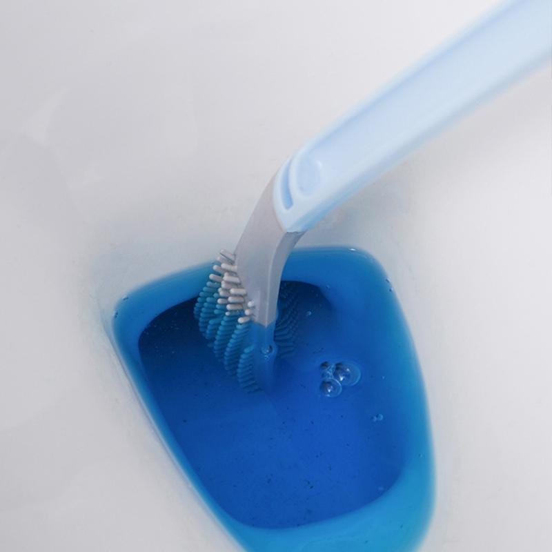 Triangular Toilet Brush with Self-Adhesive Wall Holder TPR Bristles Compact Bathroom WC Cleaning | Sansoti
