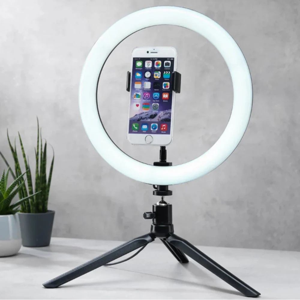 LED Ringlicht met Klem Modern Dimbaar Bureaulamp met 360° Draaibaar – Perfect voor Video-Calls Make-up Fotografie | Sansoti