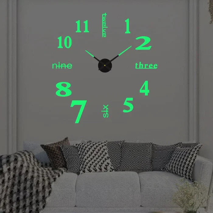 DIY Wall Clock with Separate Numbers 60-130cm Black Silver Gold Fluorescent Modern Design Living Room Decor | Sansoti