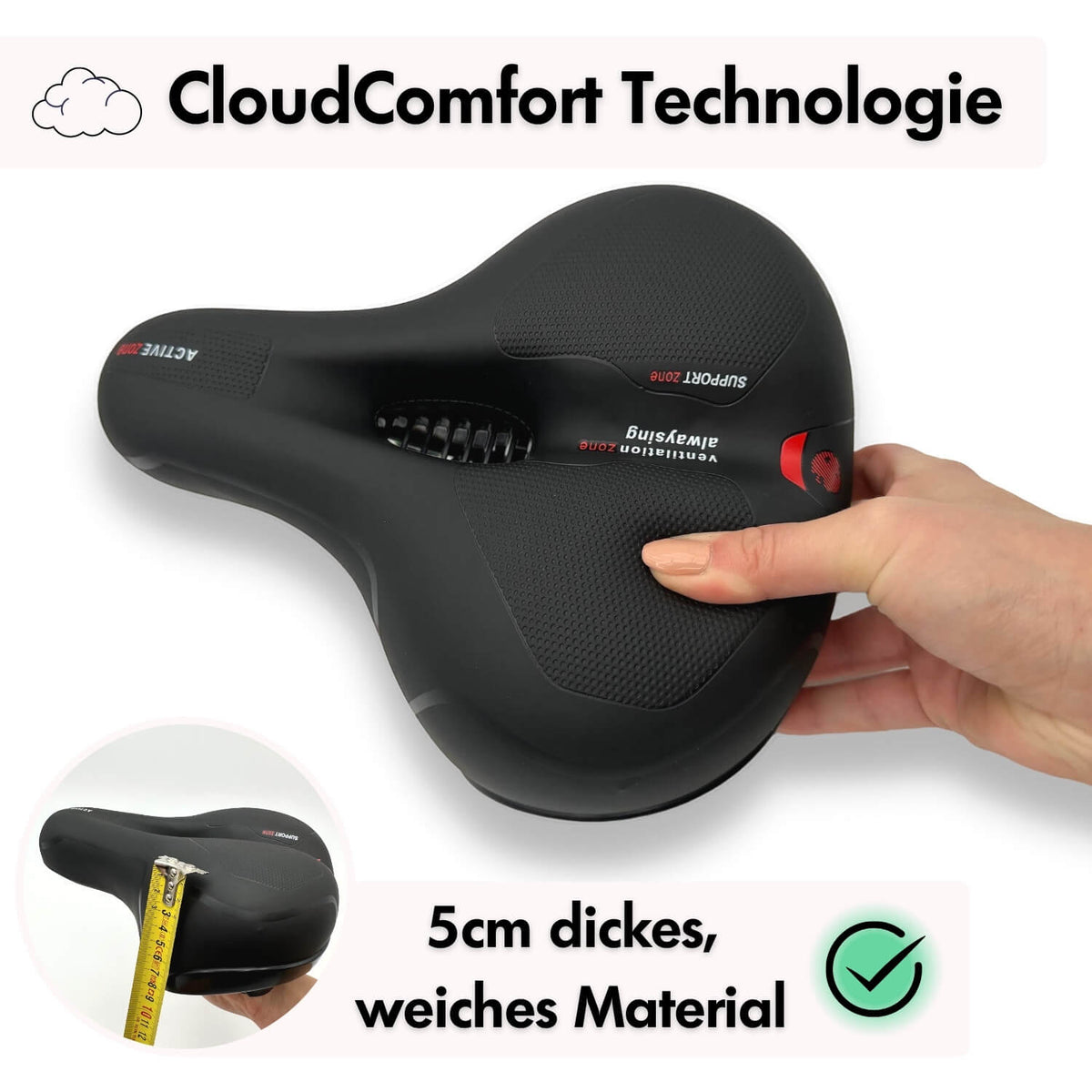 Ergonomic Bicycle Saddle with Shock Absorption Red Blue Yellow Comfortable Bike Seat Anti-Pressure Point | Sansoti