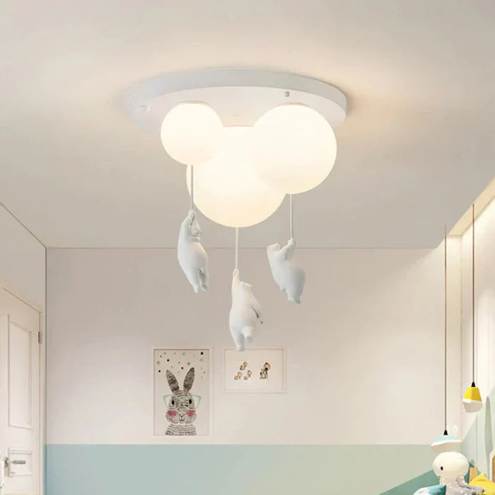 Lámpara colgante infantil con oso y globo, divertida lámpara de techo con luz led cálida para dormitorio y sala de estar | Sansoti