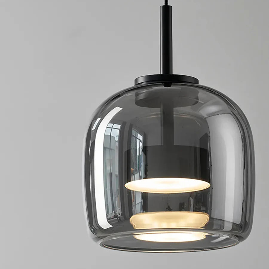 Lámpara colgante nórdica de vidrio LED, coñac y gris ahumado, estilo escandinavo | Sansoti