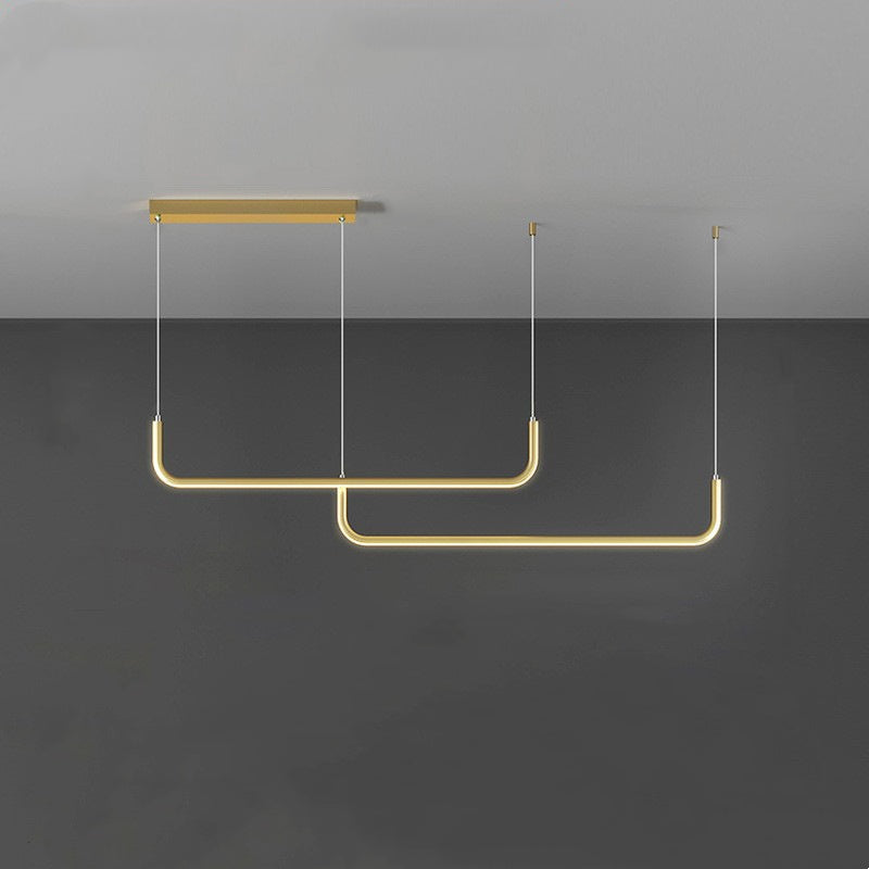Hanglampen LED Dubbel Frame Lineair Modern Zwart Goud Eetkamer Woonkamer Design Verlichting Sfeervol | Sansoti