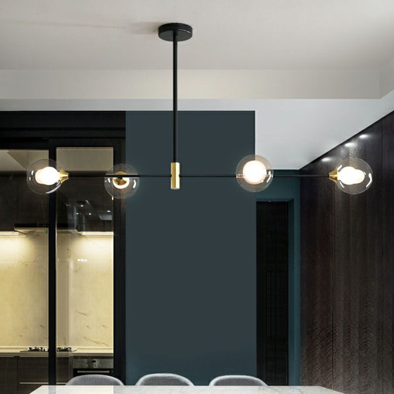 Hängeleuchte Kugelform Schwarz Metall Glas Verstellbar Esszimmer Wohnzimmer Schlafzimmer Skandinavisches Design | Sansoti
