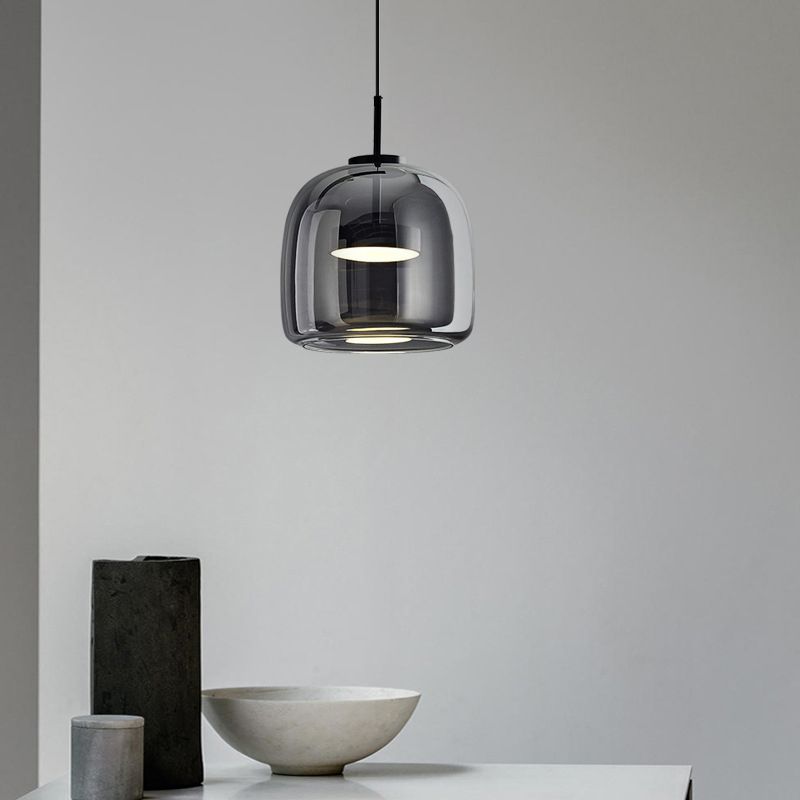 Rookglas Hanglamp Minimalistisch Design Dimbaar E27 Fitting Eettafel Woonkamer Plafondverlichting Eetkamer | Sansoti