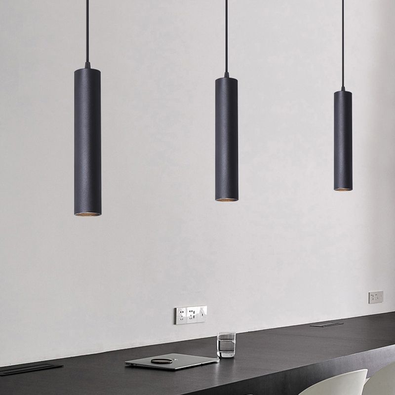 Hängeleuchte Zylinder Metall Schwarz Lineares Design Wohnzimmer Esszimmer Skandinavischer Stil Moderne Beleuchtung | Sansoti