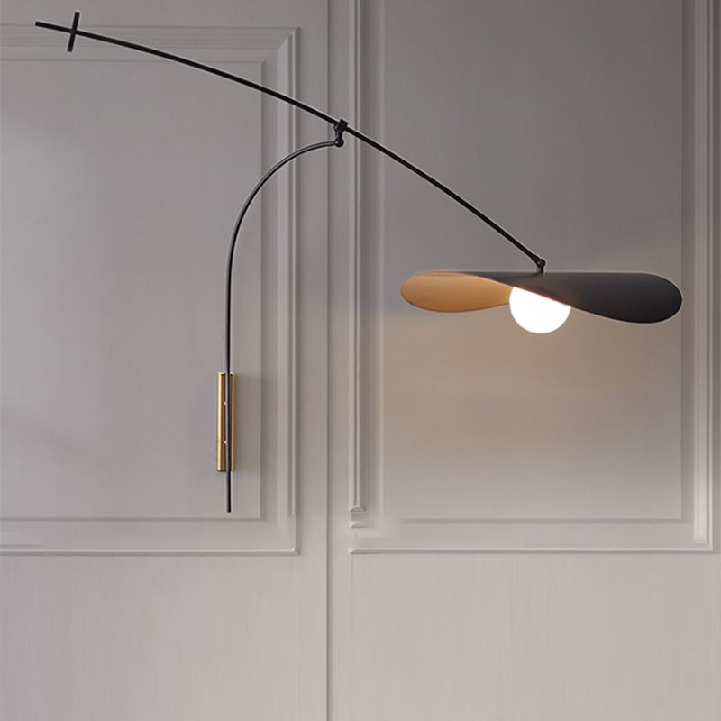 Wall Lamp Arc Metal Glass Black Gold Bedroom Living Room Ambient Lighting Modern Industrial Design | Sansoti