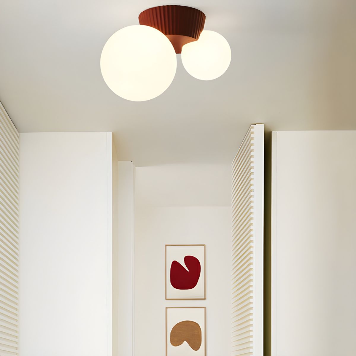 Suspension plafond 2 globes résine vert salon chambre hall lampe à globe design moderne | Sansoti