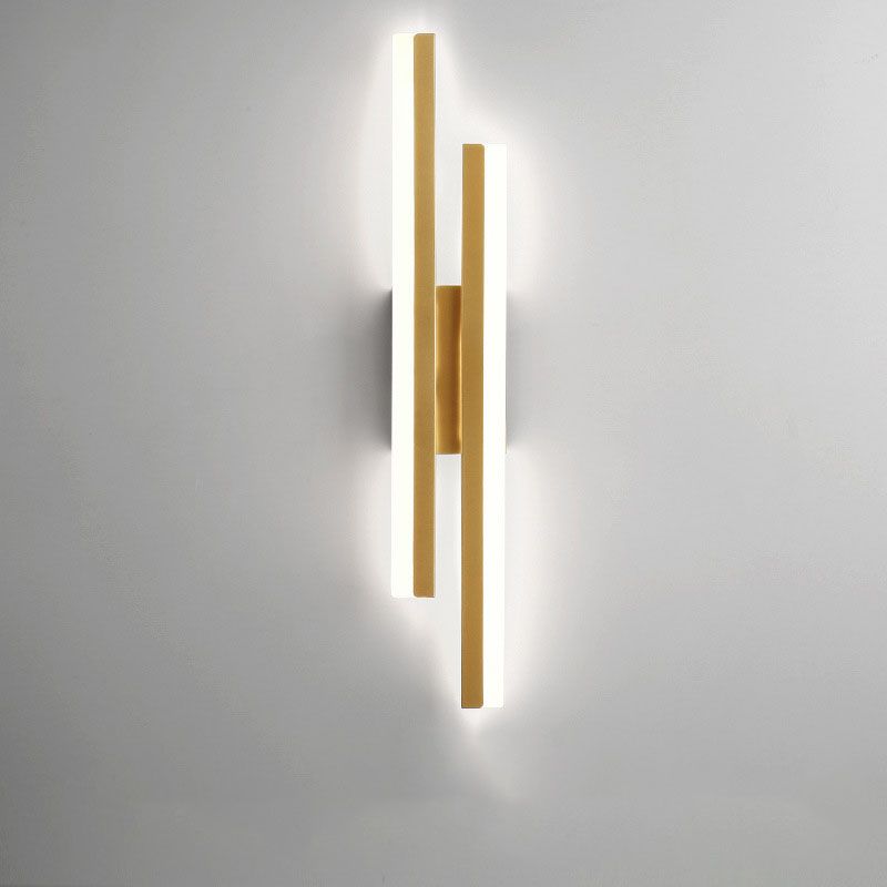 LED-Wandleuchte aus Metall und Acryl, Schwarz-Gold, 48cm, Wohnzimmer, Schlafzimmer, Wandbeleuchtung, modernes Interior-Design | Sansoti
