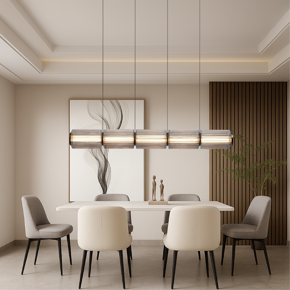 Cilinder glazen hanglamp LED glas ijzer zwart eetkamer bar moderne verlichting langwerpig design minimalistisch | Sansoti