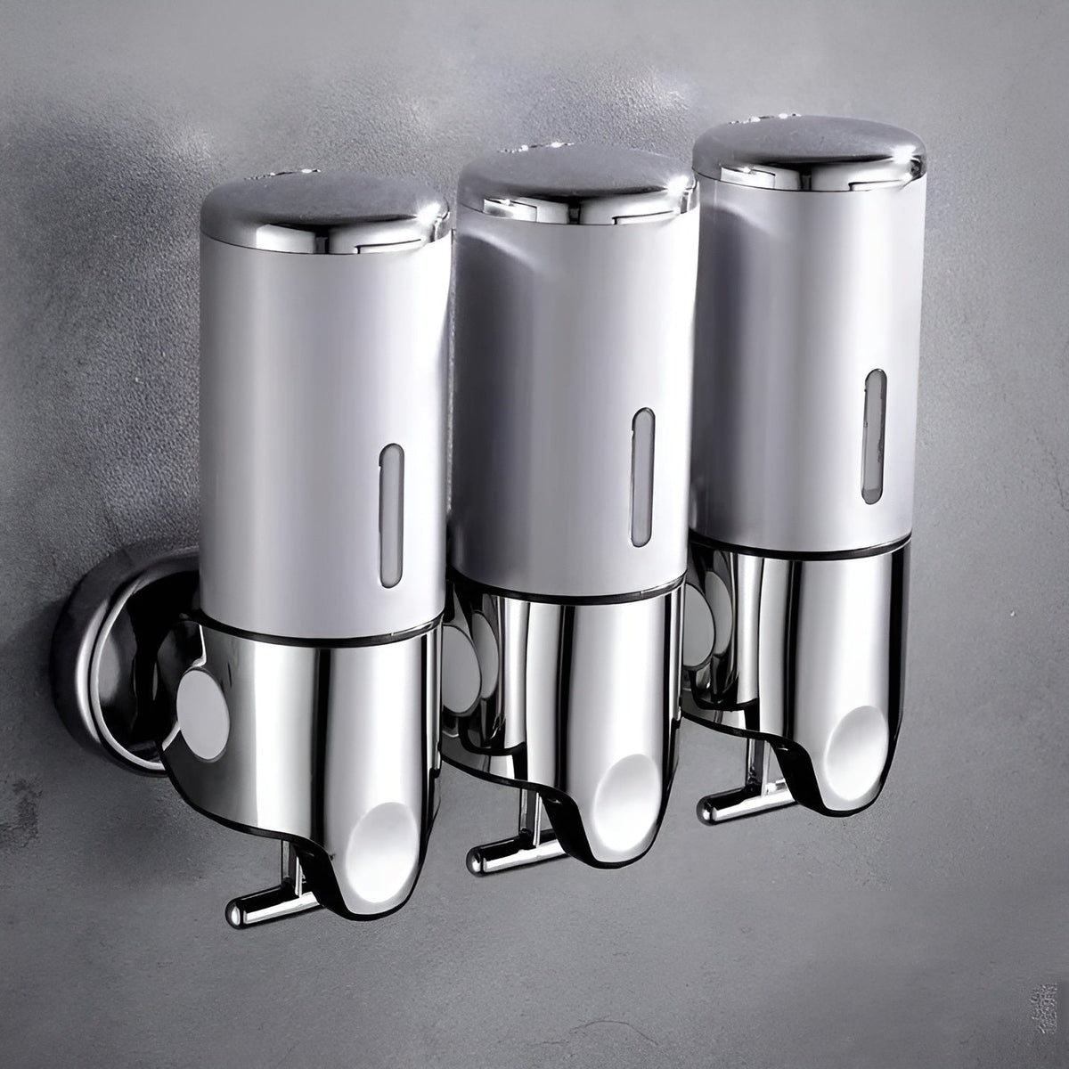 Dispensador de jabón de pared, 500ml, montaje en pared, acero inoxidable, cromado, para baño y cocina, sencillo, doble o triple, jabón líquido | Sansoti